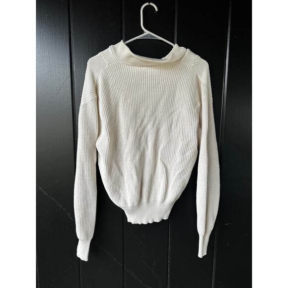 St. John’s Bay Cream Cotton Henley Sweater Women’s Small Vintage USA Made - Picture 4 of 4